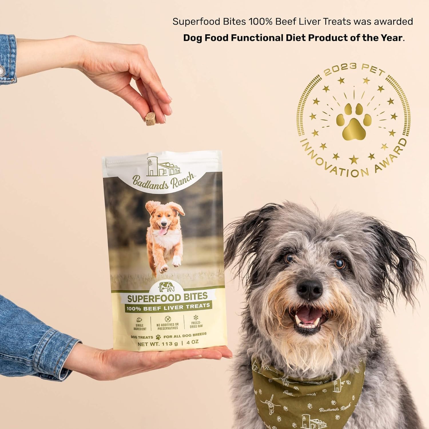 BADLANDS RANCH Superfood Bite Beef Liver Freeze-Dried Dog Treats | Protein-Rich, Single-Ingredient Reward