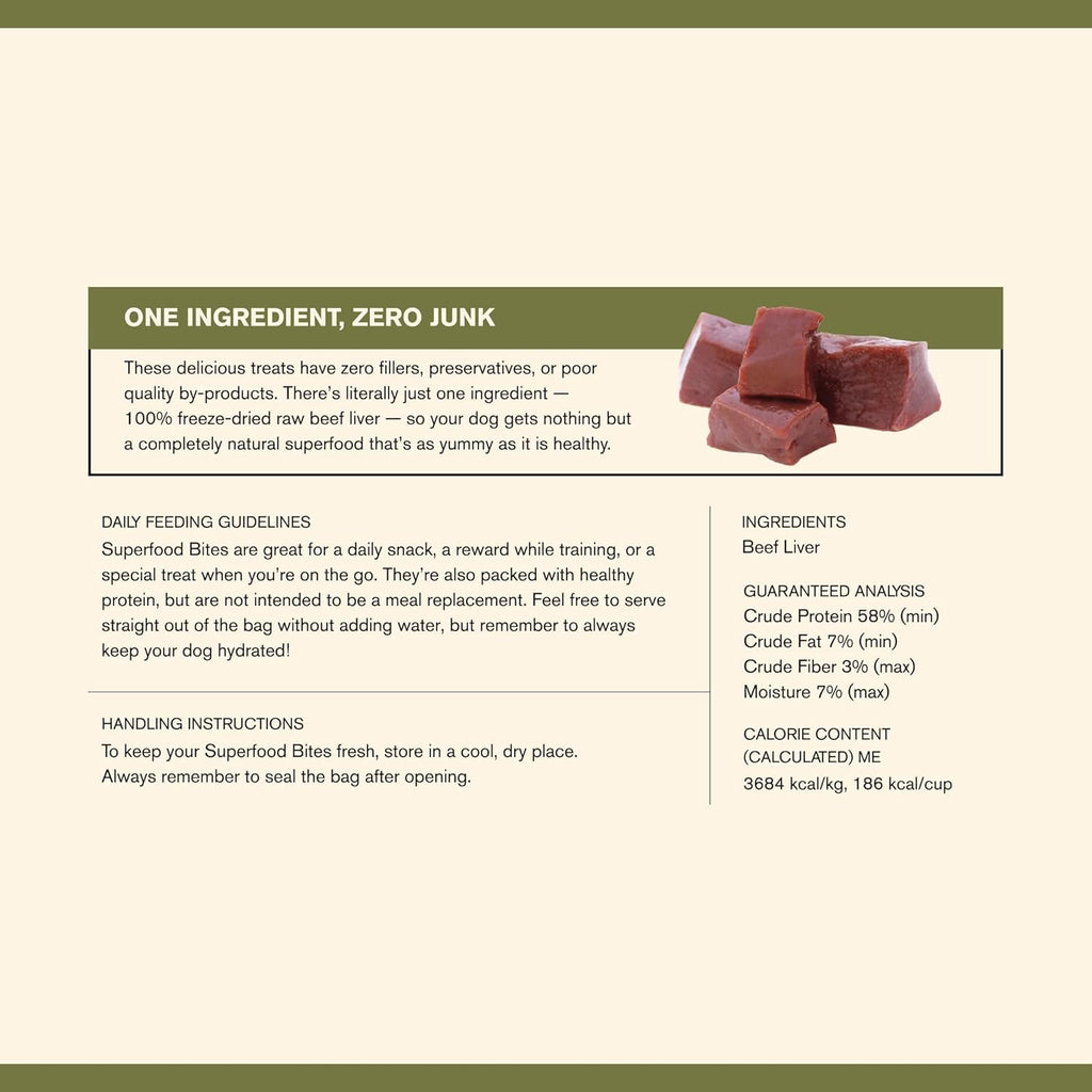 BADLANDS RANCH Superfood Bite Beef Liver Freeze-Dried Dog Treats | Protein-Rich, Single-Ingredient Reward