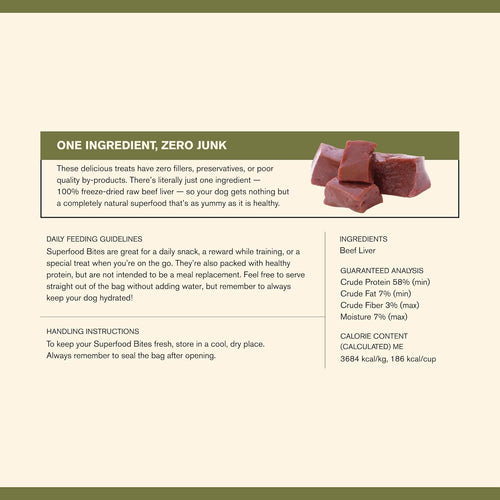 BADLANDS RANCH Superfood Bite Beef Liver Freeze-Dried Dog Treats | Protein-Rich, Single-Ingredient Reward