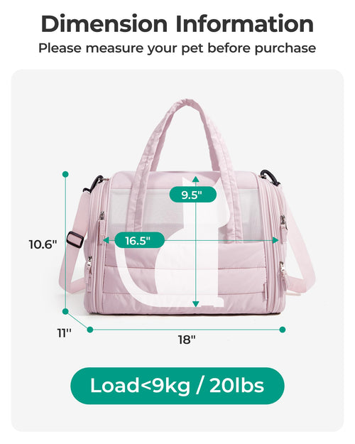 BAGSMART Cat Carrier - Soft-Sided Quilted Pink Travel Bag for Pets Up to 20 lbs
