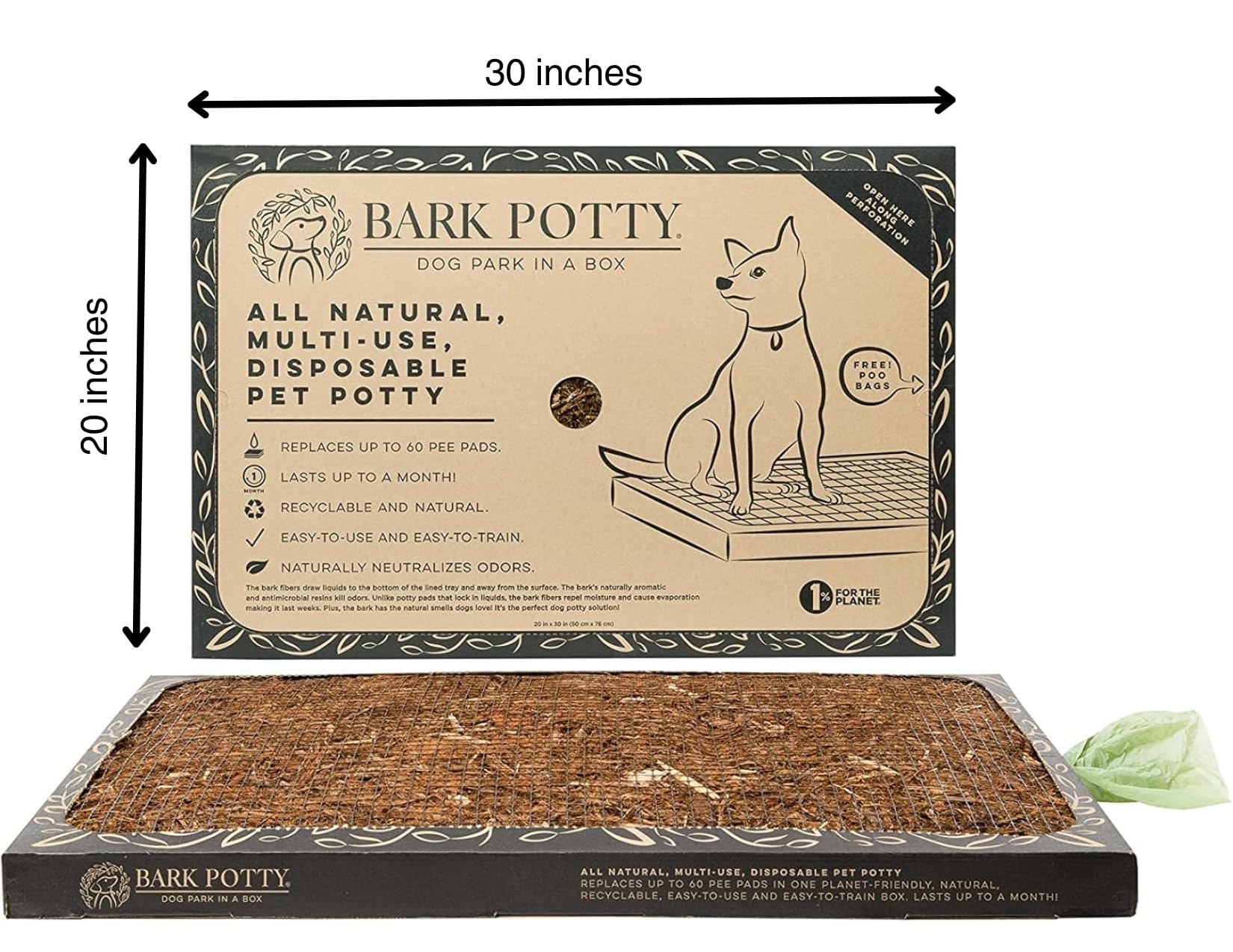 Bark Potty Large Dog Potty Training Box - Leak-Resistant, Odor Control, Indoor/Outdoor