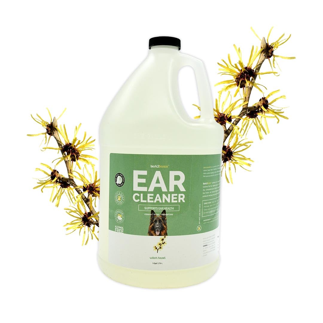 Bark2Basics Dog Ear Cleaner, 1 Gallon – All-Natural Witch Hazel, Aloe & Chamomile, Soap-Free