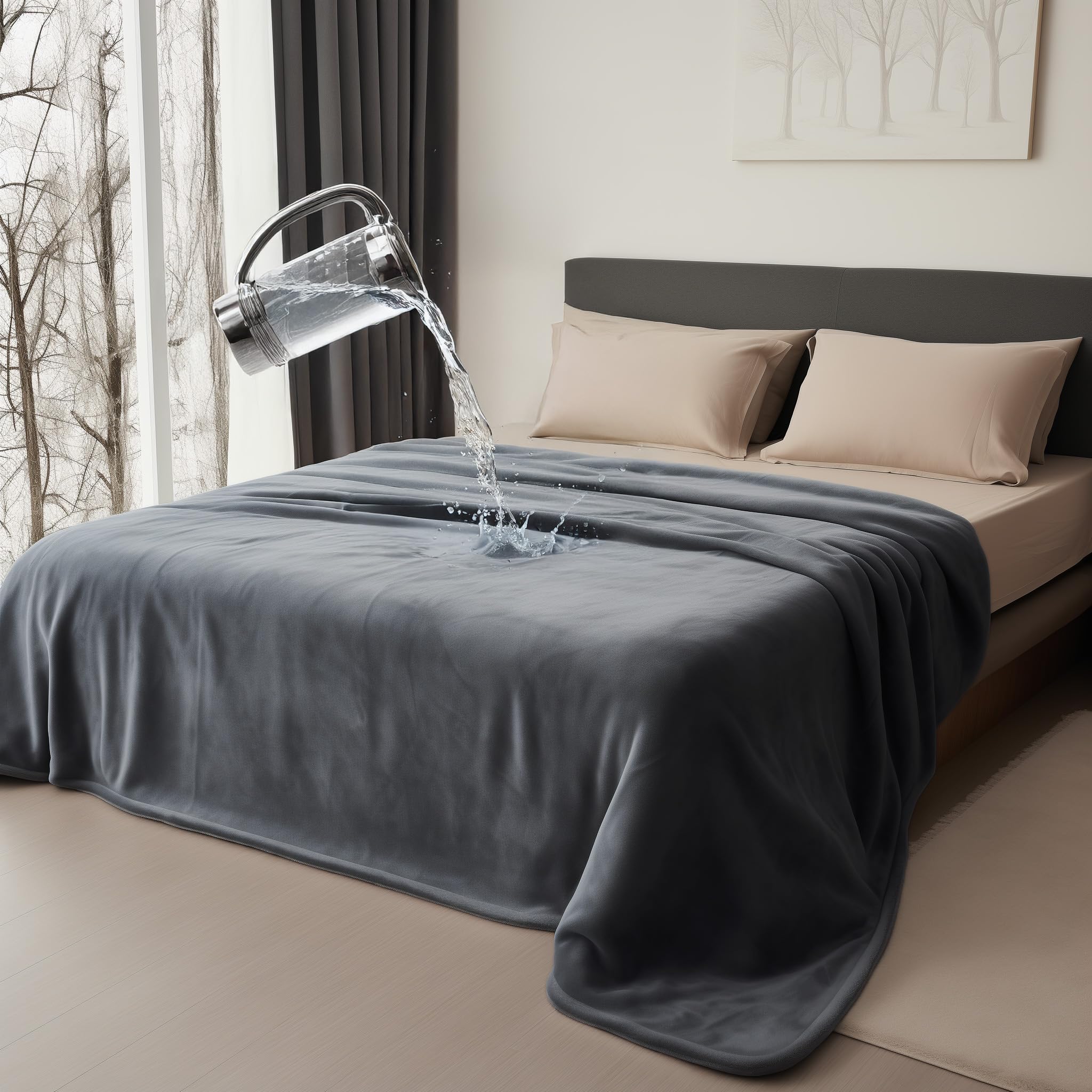 Bedding Aid Queen Size Waterproof Flannel Blanket – Stain-Proof & Spill-Proof, 80x90