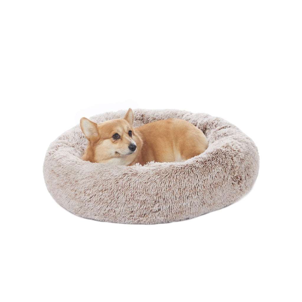 Bedfolks Calming Donut Dog Bed - 30-inch Round Plush for Medium Dogs | Anti-Anxiety & Machine Washable