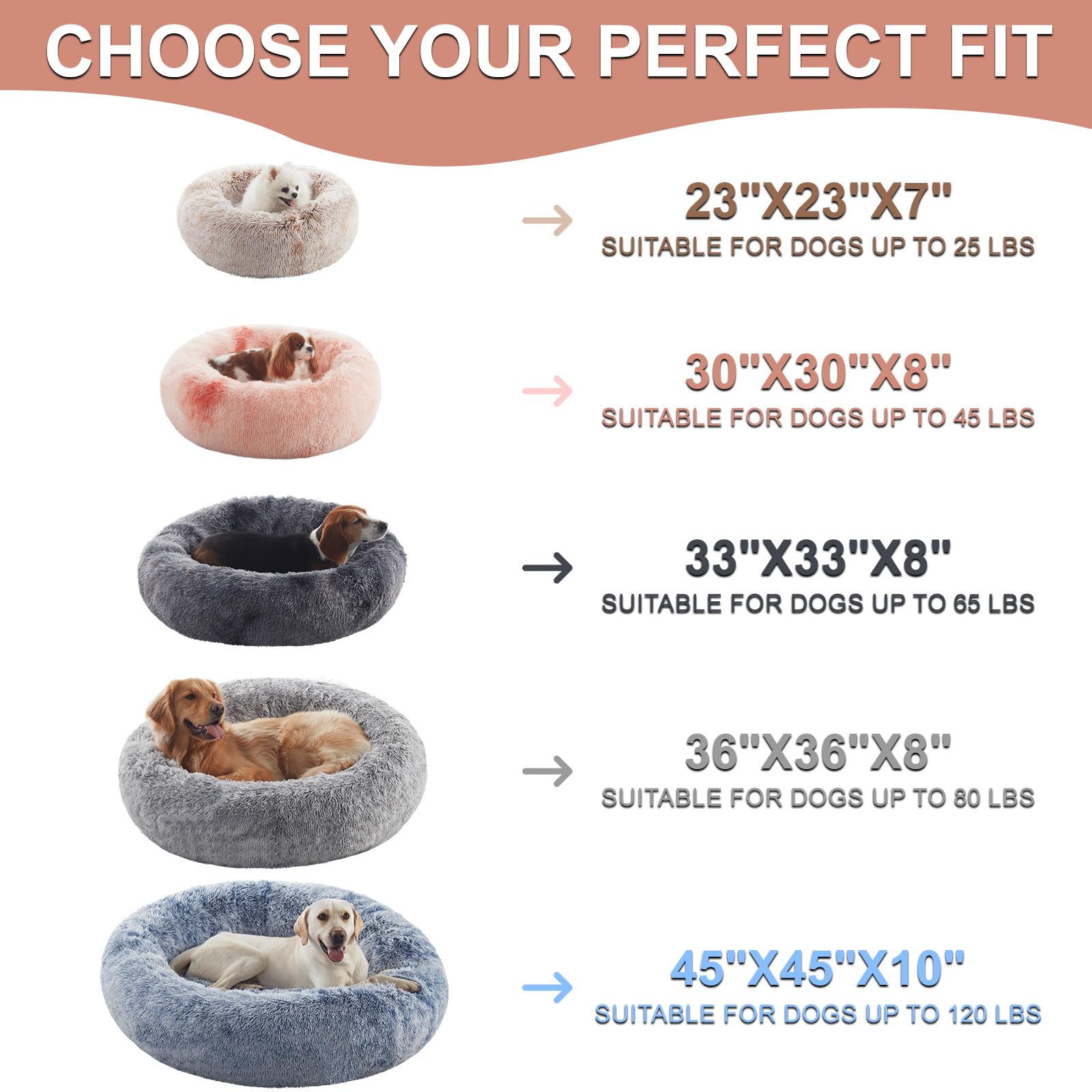 BedStill 45-Inch Donut Dog Bed for Extra Large Dogs – Calming Plush Round Bed with Removable Cover (Dark Grey, XL)