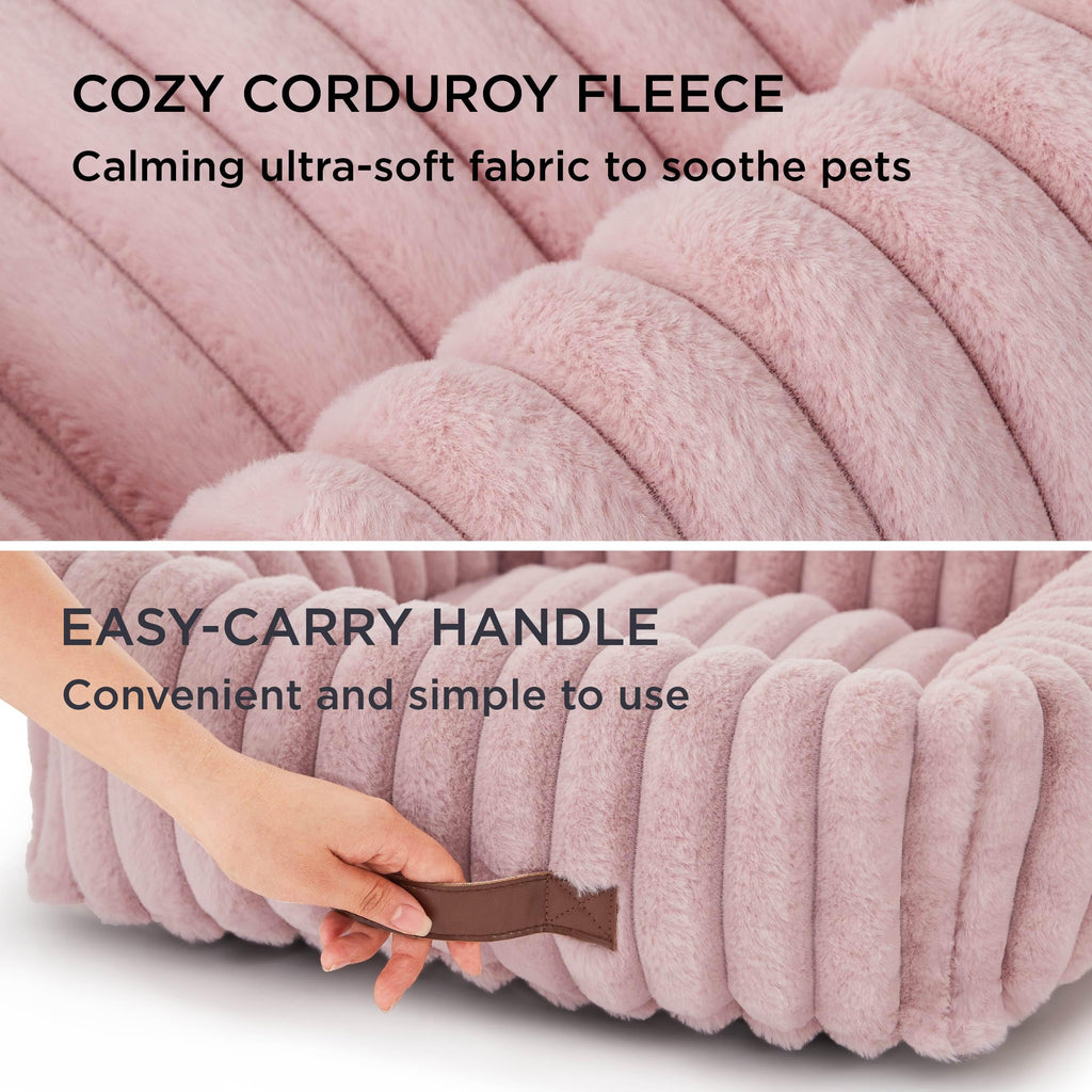 Bedsure Cute Dog Bed for Large Dogs – Washable Furry Orthopedic Bed, 36x27x8 in, Blush Pink