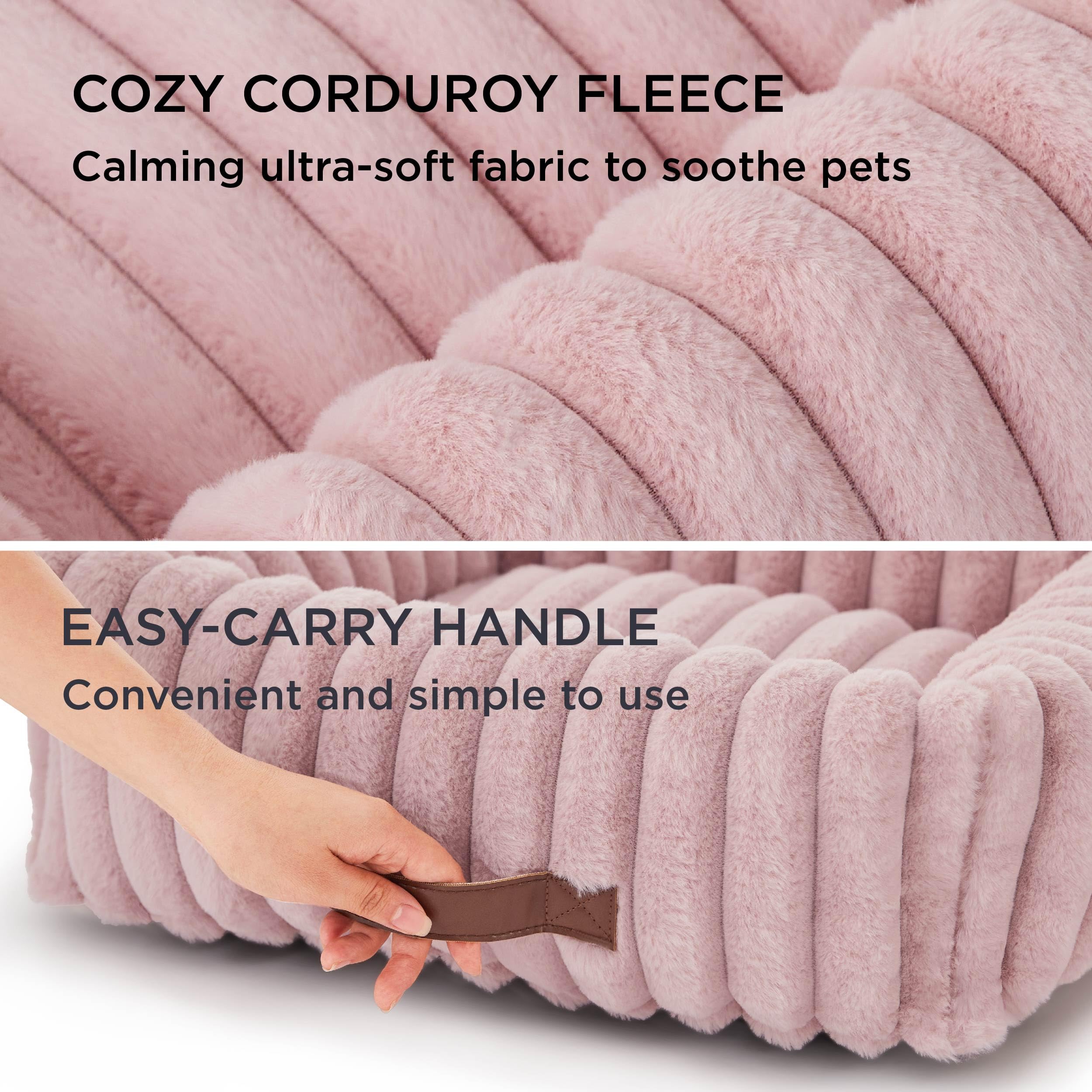 Bedsure Cute Dog Bed for Large Dogs – Washable Furry Orthopedic Bed, 36x27x8 in, Blush Pink