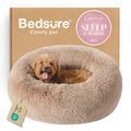 Bedsure Calming Donut Dog Bed for Small to Medium Dogs - 27-Inch Round Anti-Slip Camel
