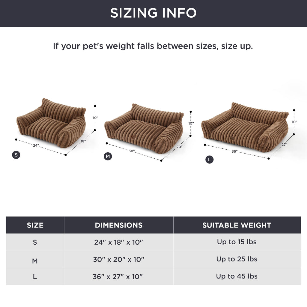 Bedsure Cute Cat Couch for Pets - Fluffy Corduroy Cat Sofa Bed, 24in Copper Brown