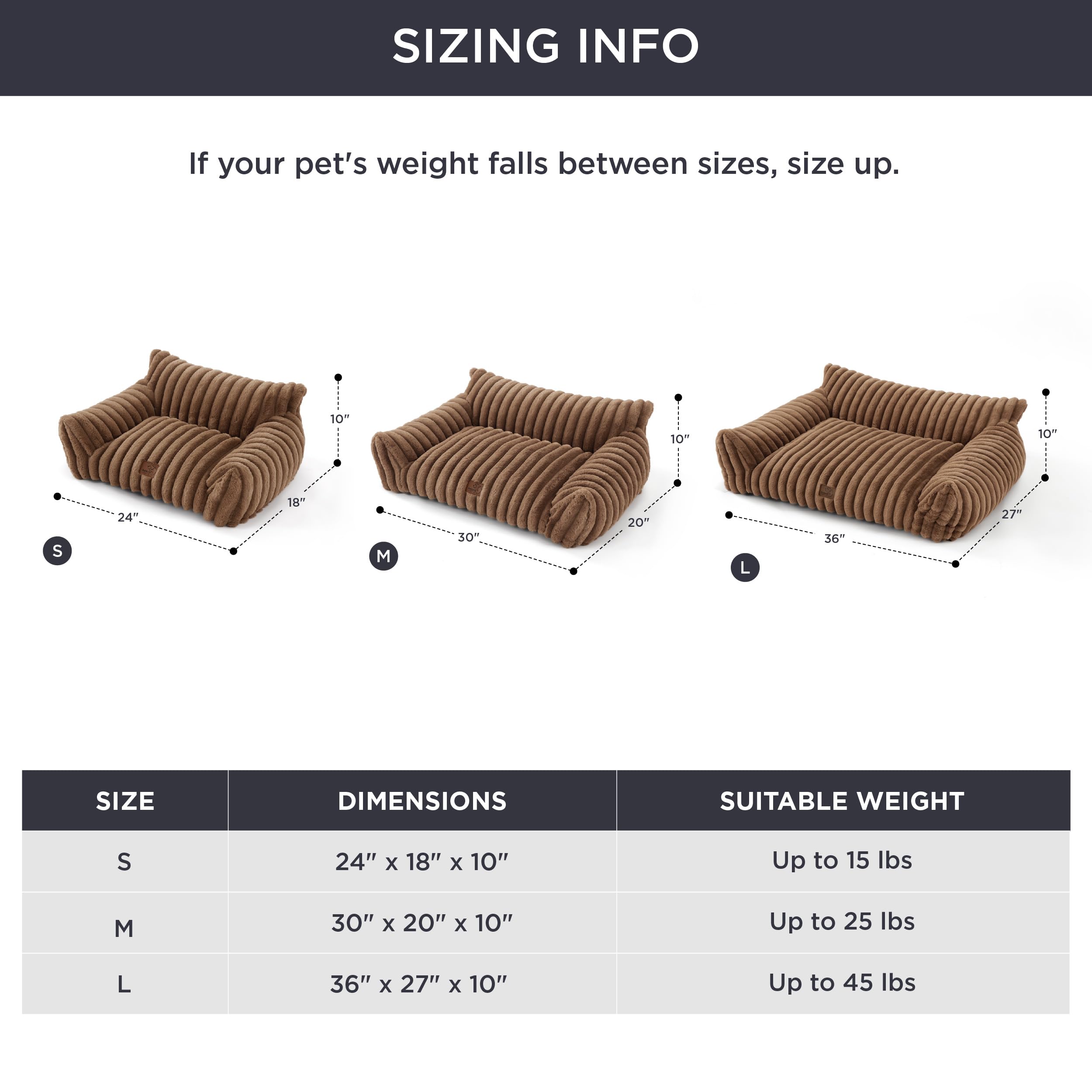 Bedsure Cute Cat Couch for Pets - Fluffy Corduroy Cat Sofa Bed, 24in Copper Brown