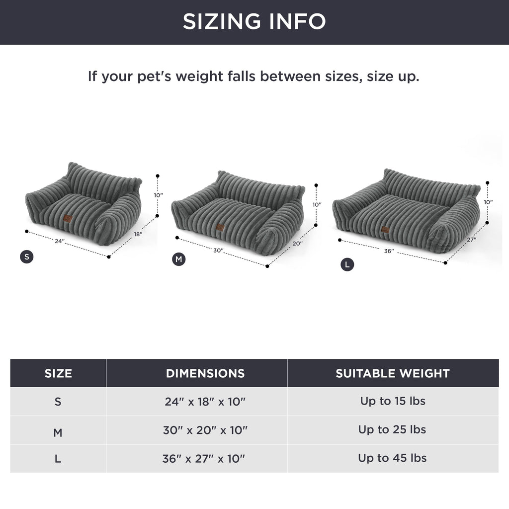 Bedsure Cute Cat Couch for Pets - 24in Warm Grey, Plush Corduroy Fleece with Removable Cover