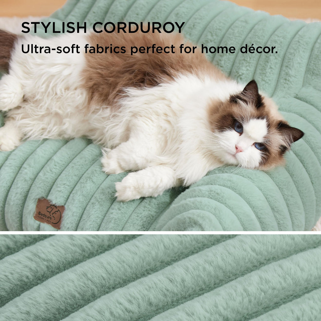 Bedsure Cute Cat Couch for Pets – Garden Green, 24in | Soft Corduroy Cat Sofa
