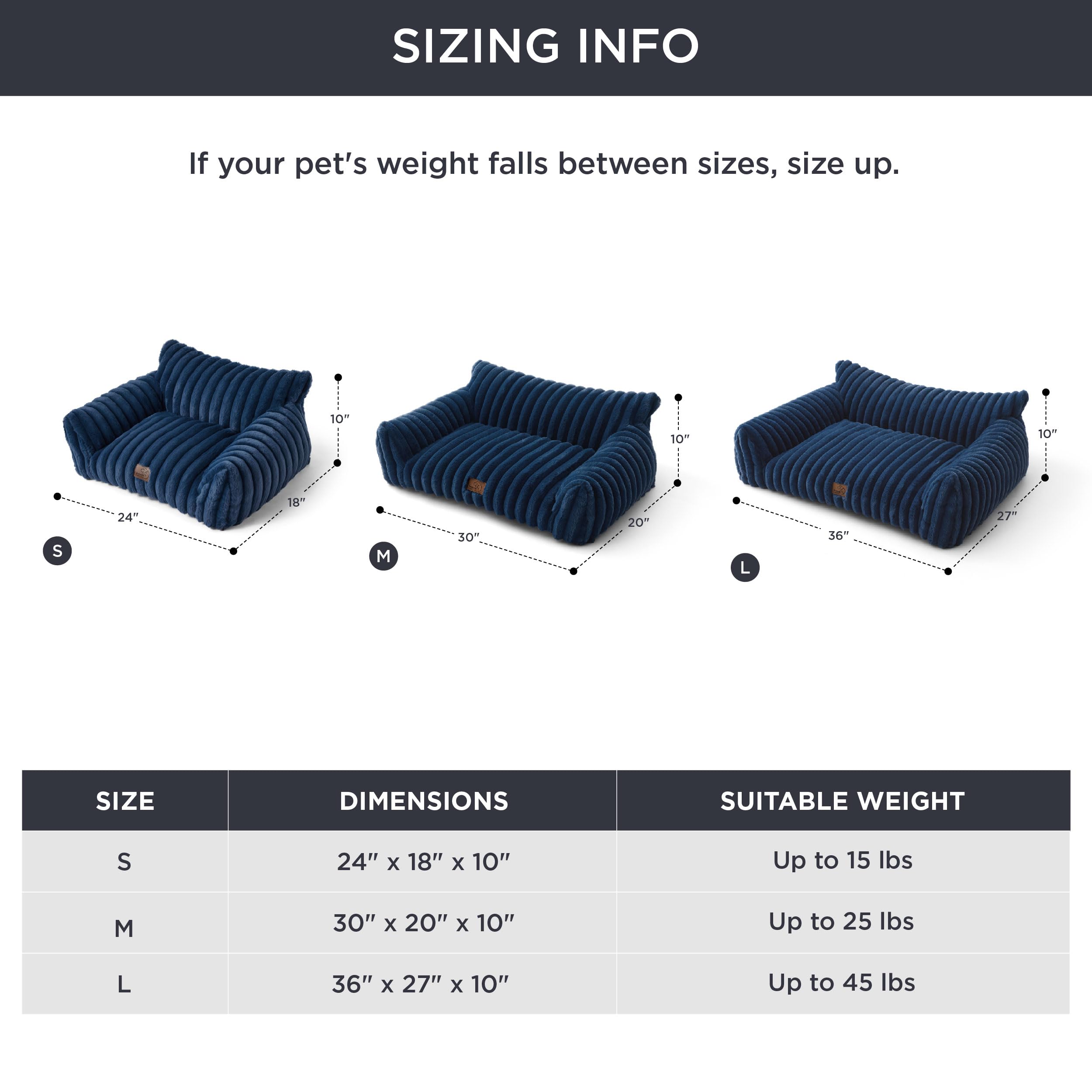 Bedsure Cute Cat Couch 24in Night Blue - Soft Corduroy Pet Sofa