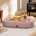 Bedsure Cute Dog Bed for Large Dogs – Washable Furry Orthopedic Bed, 36x27x8 in, Blush Pink