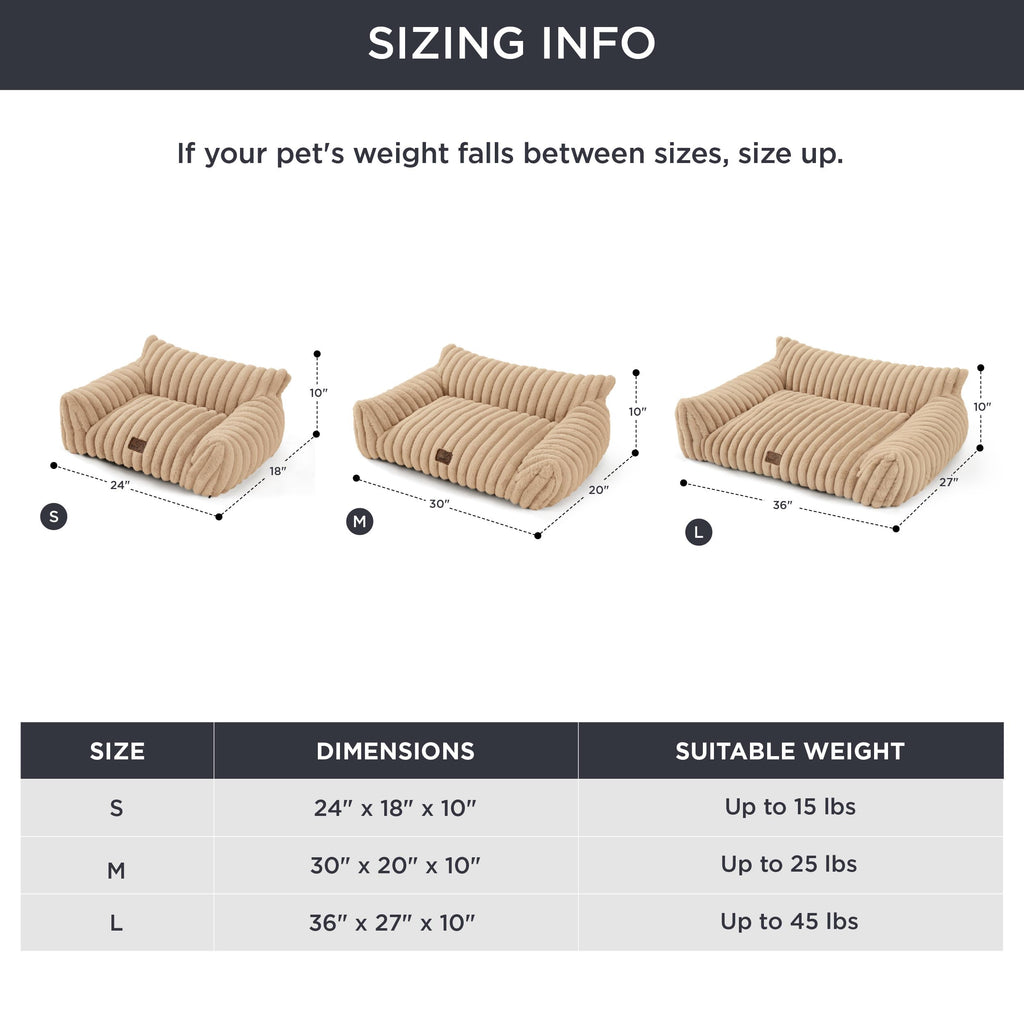 Bedsure Cute Dog Couch 36in Tuscan Beige – Premium Soft Corduroy Pet Sofa Bed