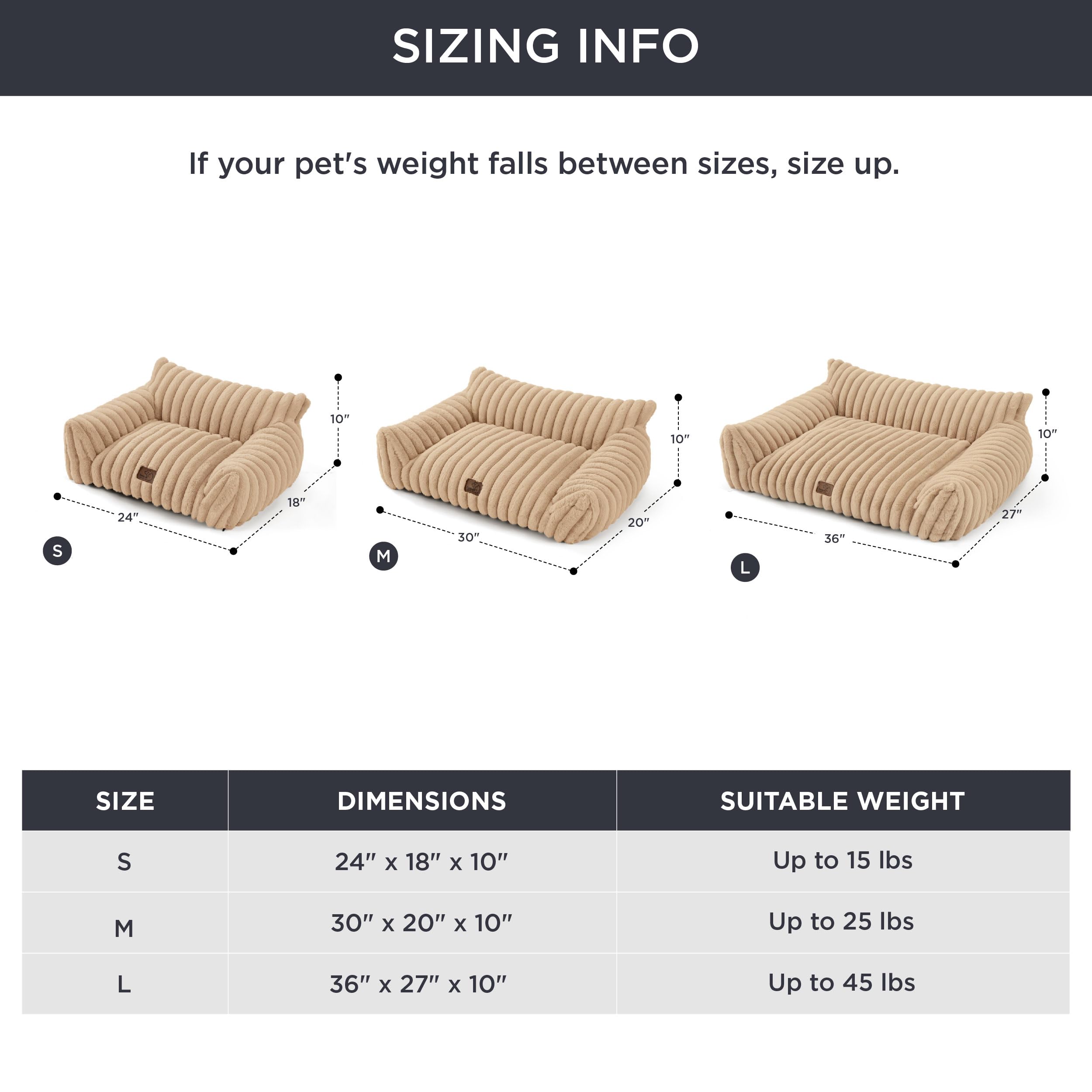 Bedsure Cute Dog Couch 36in Tuscan Beige – Premium Soft Corduroy Pet Sofa Bed