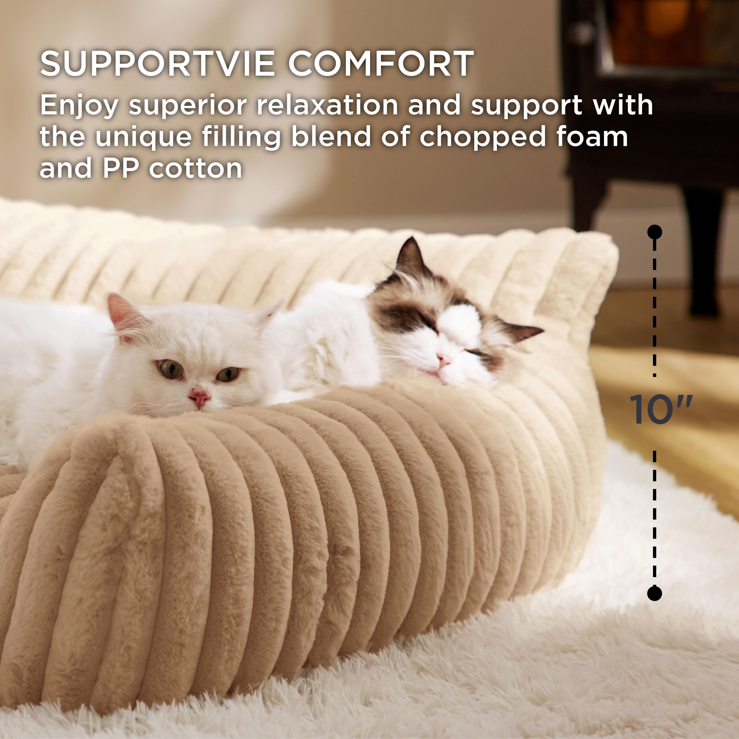 Bedsure Cute Dog Couch 36in Tuscan Beige – Premium Soft Corduroy Pet Sofa Bed