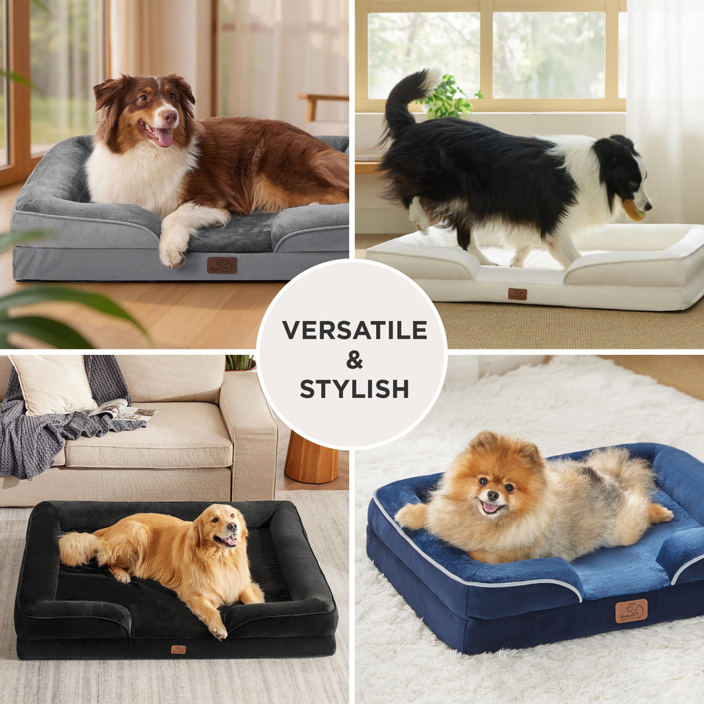 Bedsure Small Orthopedic Dog Bed - Washable Bolster Sofa for Small Dogs (Pink)