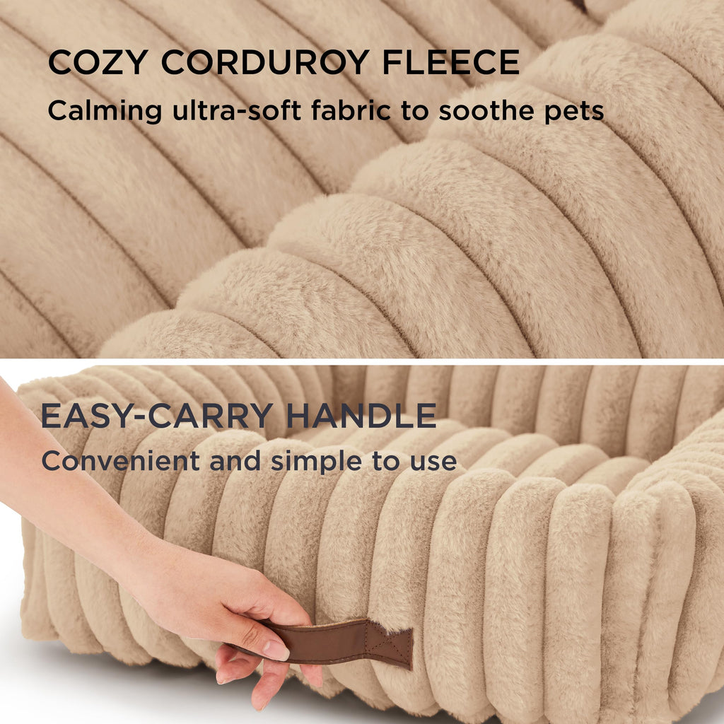 Bedsure Washable Dog Bed for Medium Dogs — Orthopedic Rectangle, 43x30x8 in, Sandy Beige