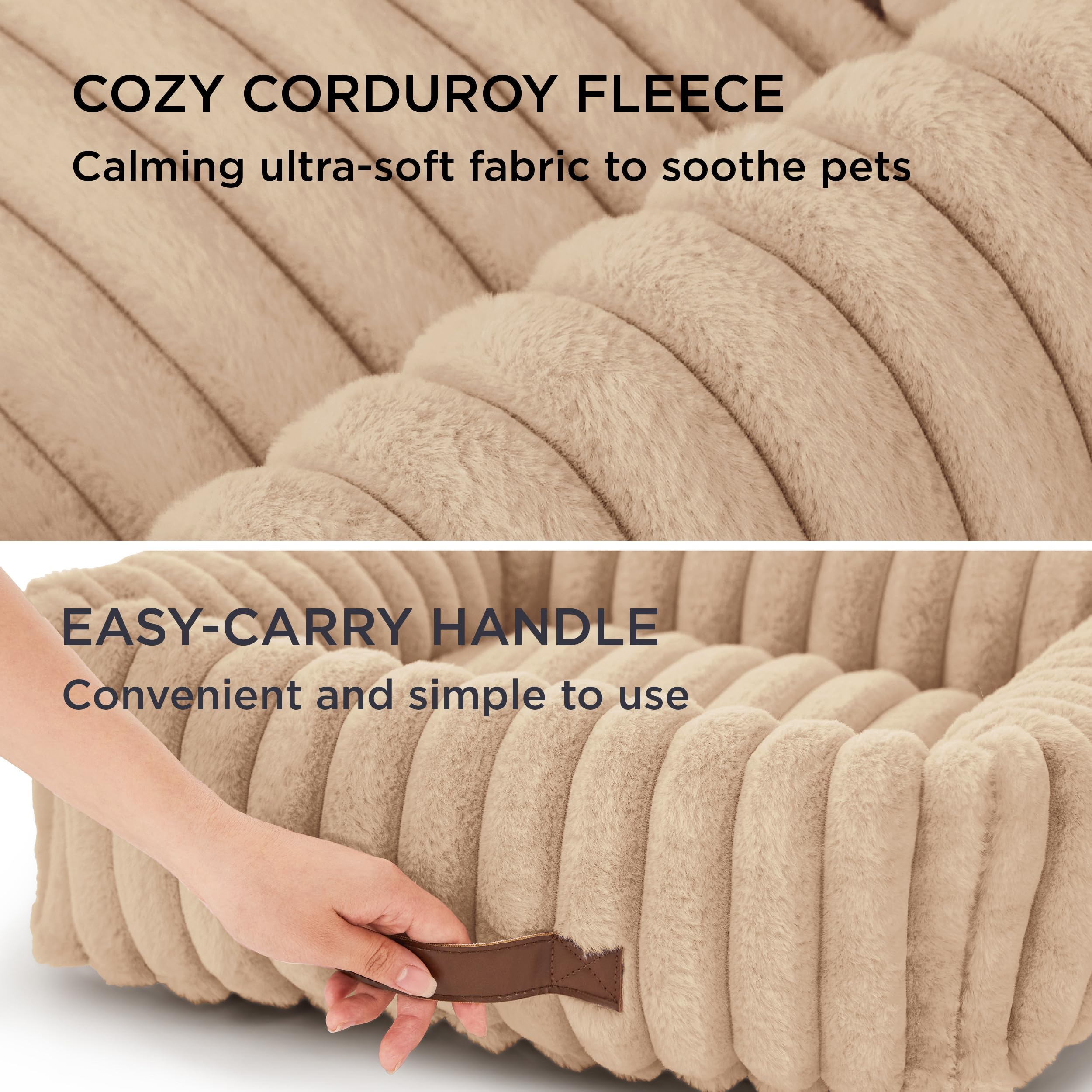 Bedsure Washable Dog Bed for Medium Dogs — Orthopedic Rectangle, 43x30x8 in, Sandy Beige