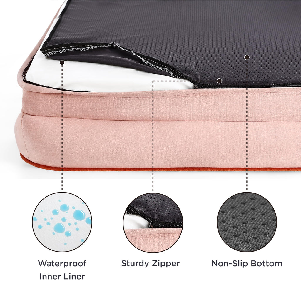 Bedsure Small Orthopedic Dog Bed - Washable Bolster Sofa for Small Dogs (Pink)