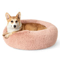 Bedsure Calming Donut Bed for Medium Dogs | 30-Inch Round Plush Pink, Anti-Slip