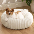 Bedsure Donut Small Dog Bed – Cream, Round Faux Fur Bed for Small Dogs (27x27x8)