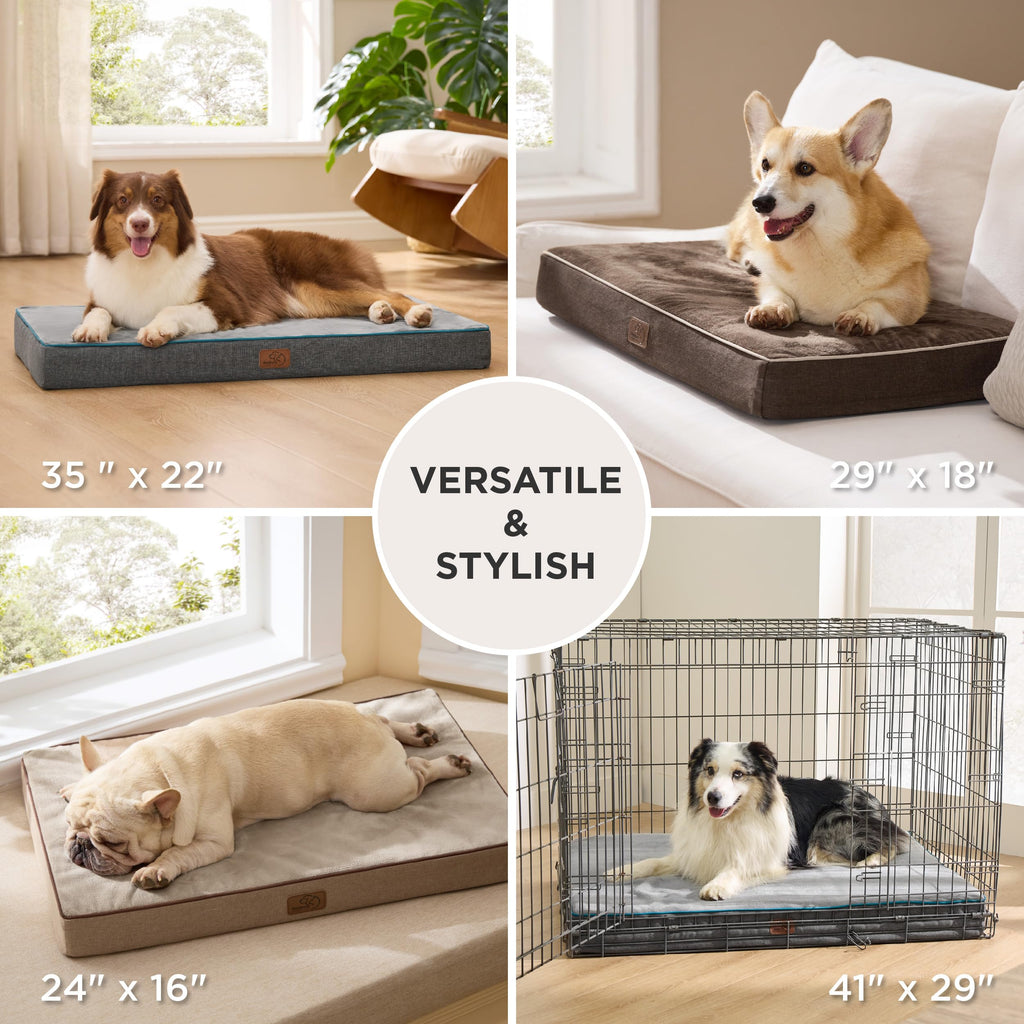Bedsure XL Orthopedic Memory Foam Dog Crate Bed – Removable Cover, Non-Slip Bottom
