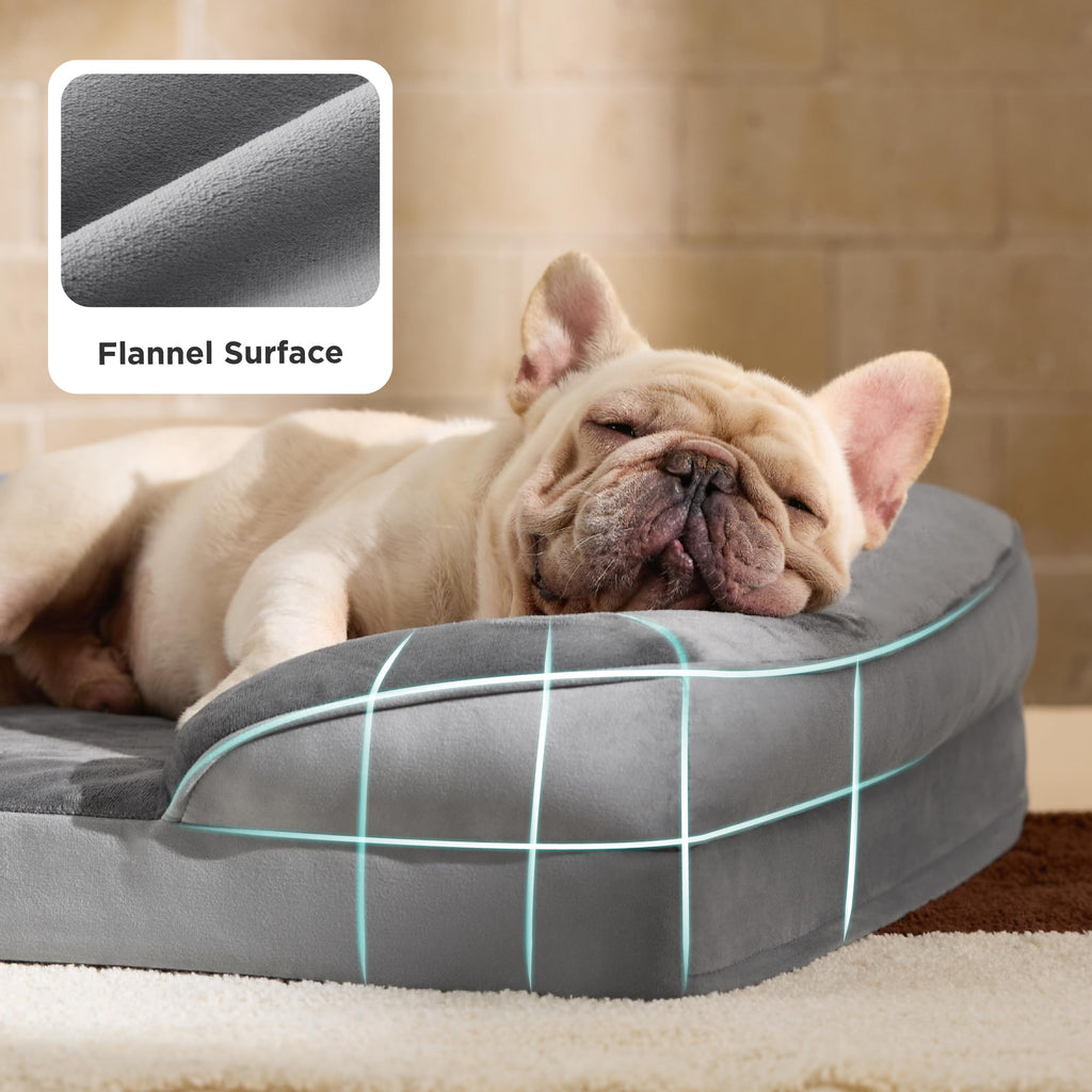 Bedsure Orthopedic Dog Bed for Small Dogs - Waterproof, Washable Cover, Non-Slip Bottom | Grey 24-Inch