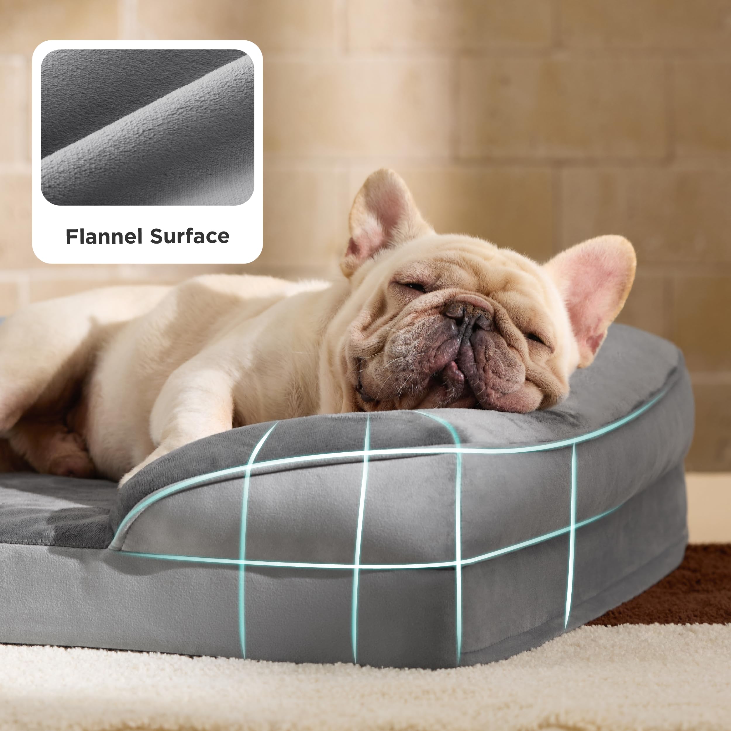 Bedsure Orthopedic Dog Bed for Small Dogs - Waterproof, Washable Cover, Non-Slip Bottom | Grey 24-Inch