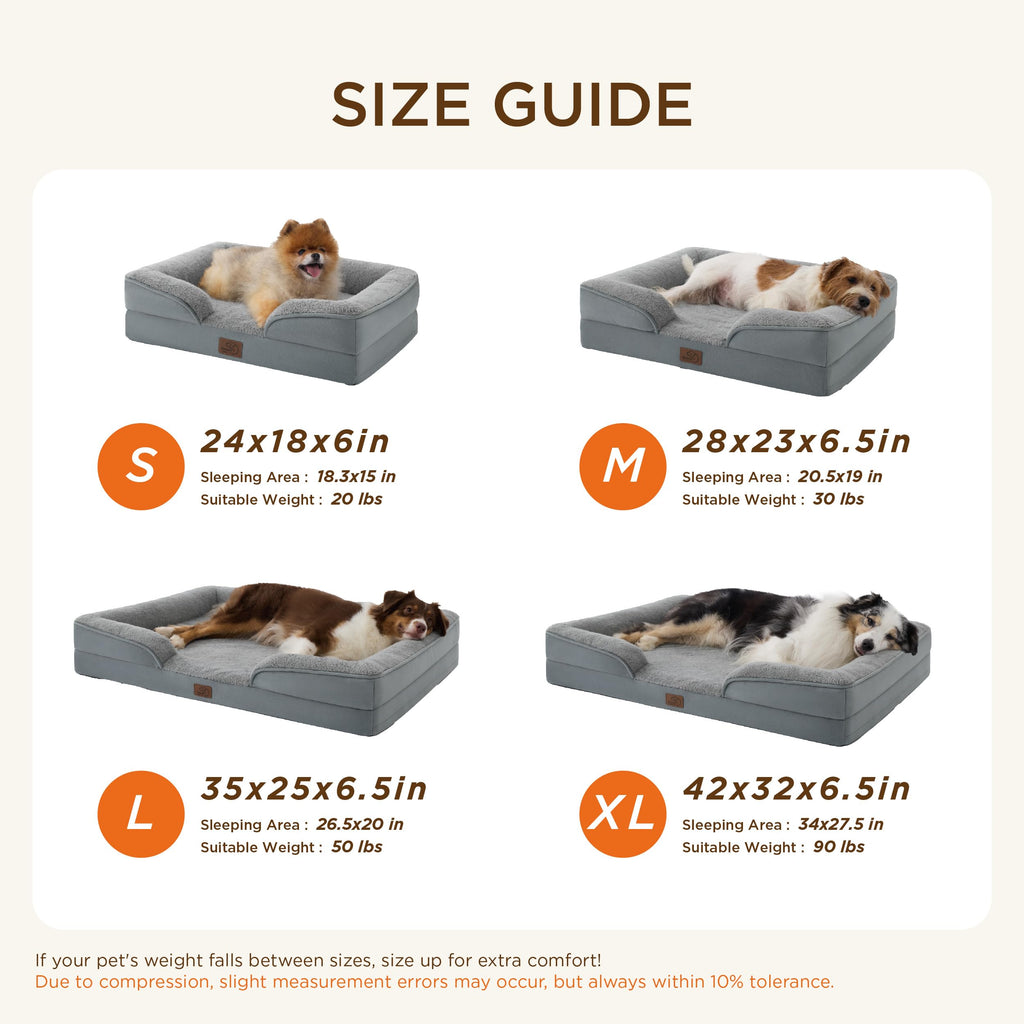Bedsure Self-Warming Orthopedic Dog Bed - Large Waterproof Non-Skid with Removable Cover