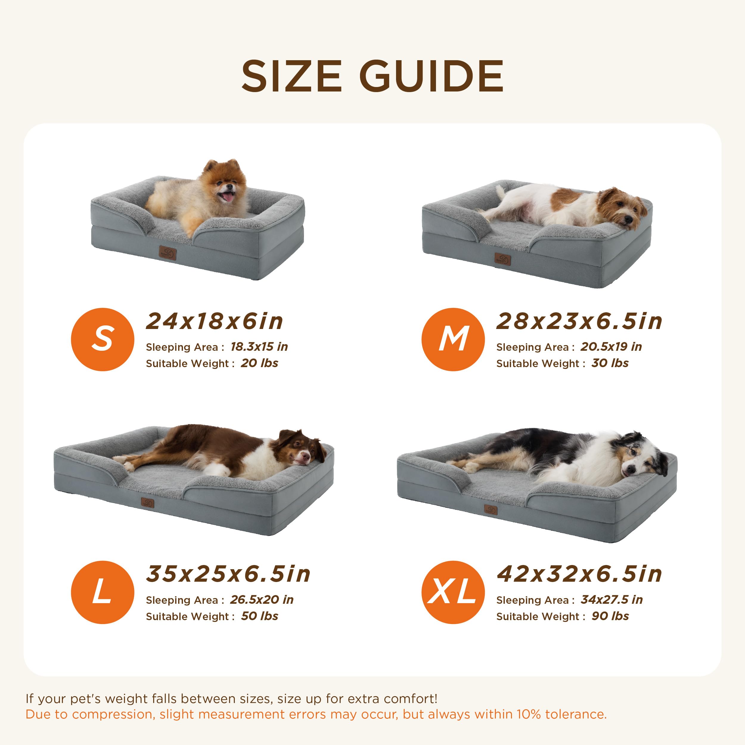 Bedsure Self-Warming Orthopedic Dog Bed - Large Waterproof Non-Skid with Removable Cover