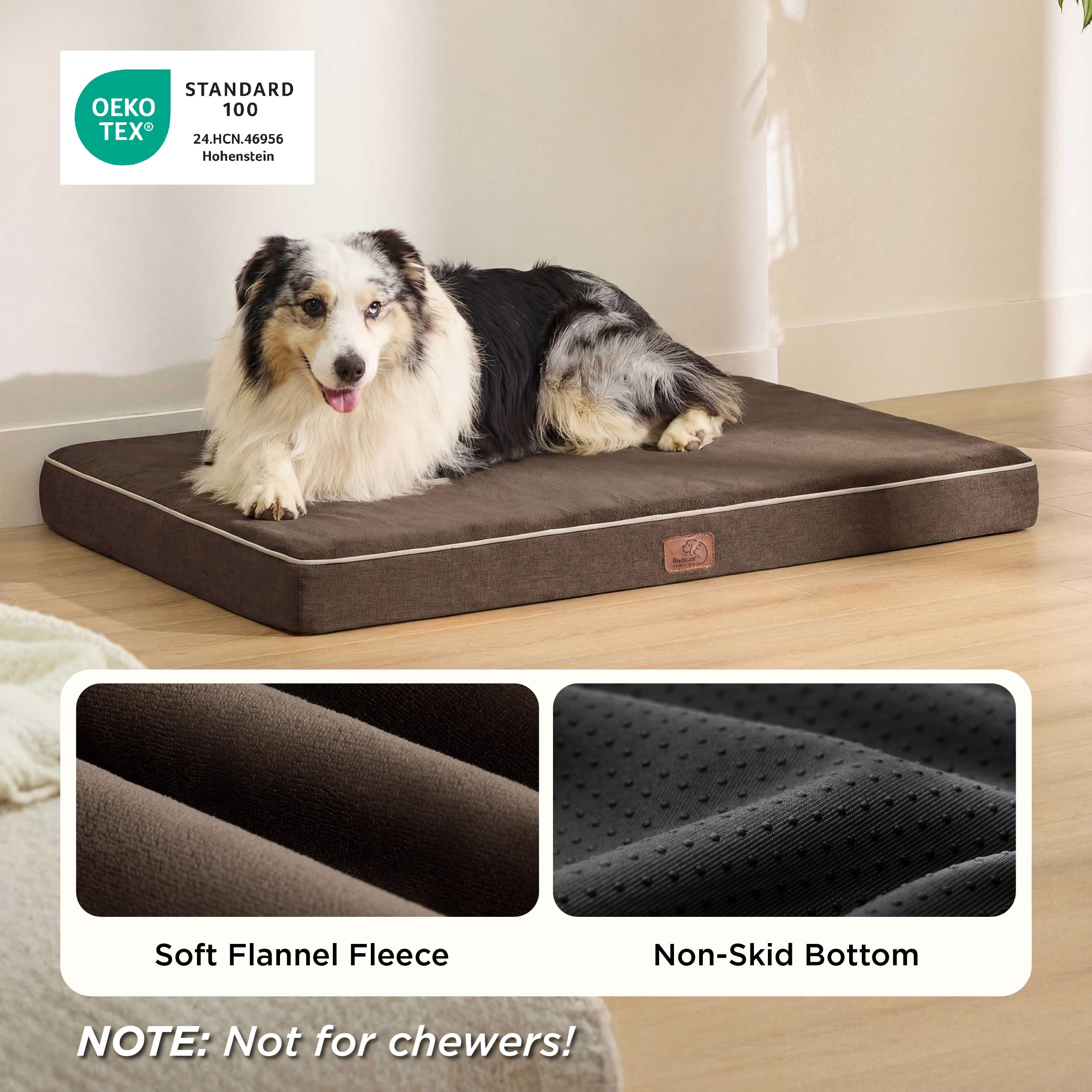 Bedsure XL Orthopedic Memory Foam Dog Crate Bed – Removable Cover, Non-Slip Bottom