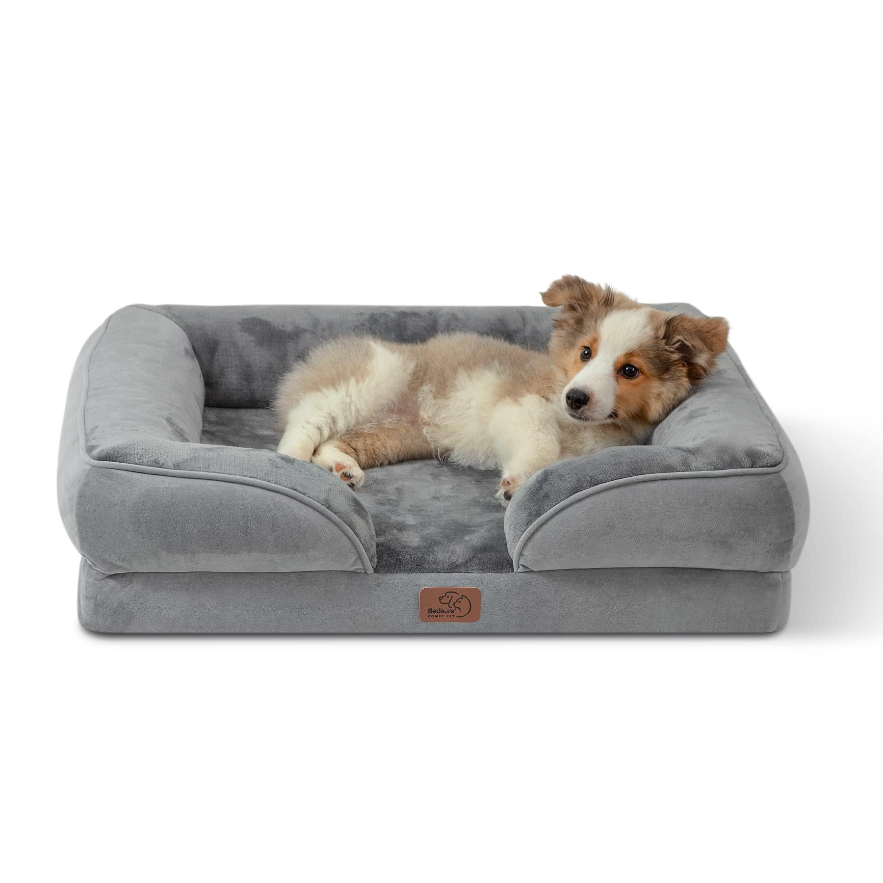 Bedsure Orthopedic Dog Bed 28in Grey – Washable Cover, Non-Skid Bottom