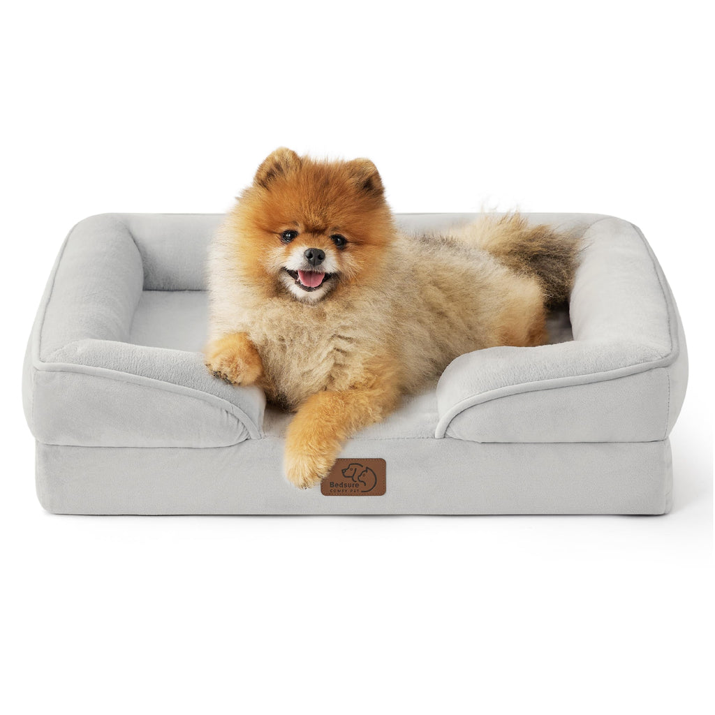 Bedsure Orthopedic Dog Bed for Small Dogs – Washable, Waterproof, 24-inch Light Grey