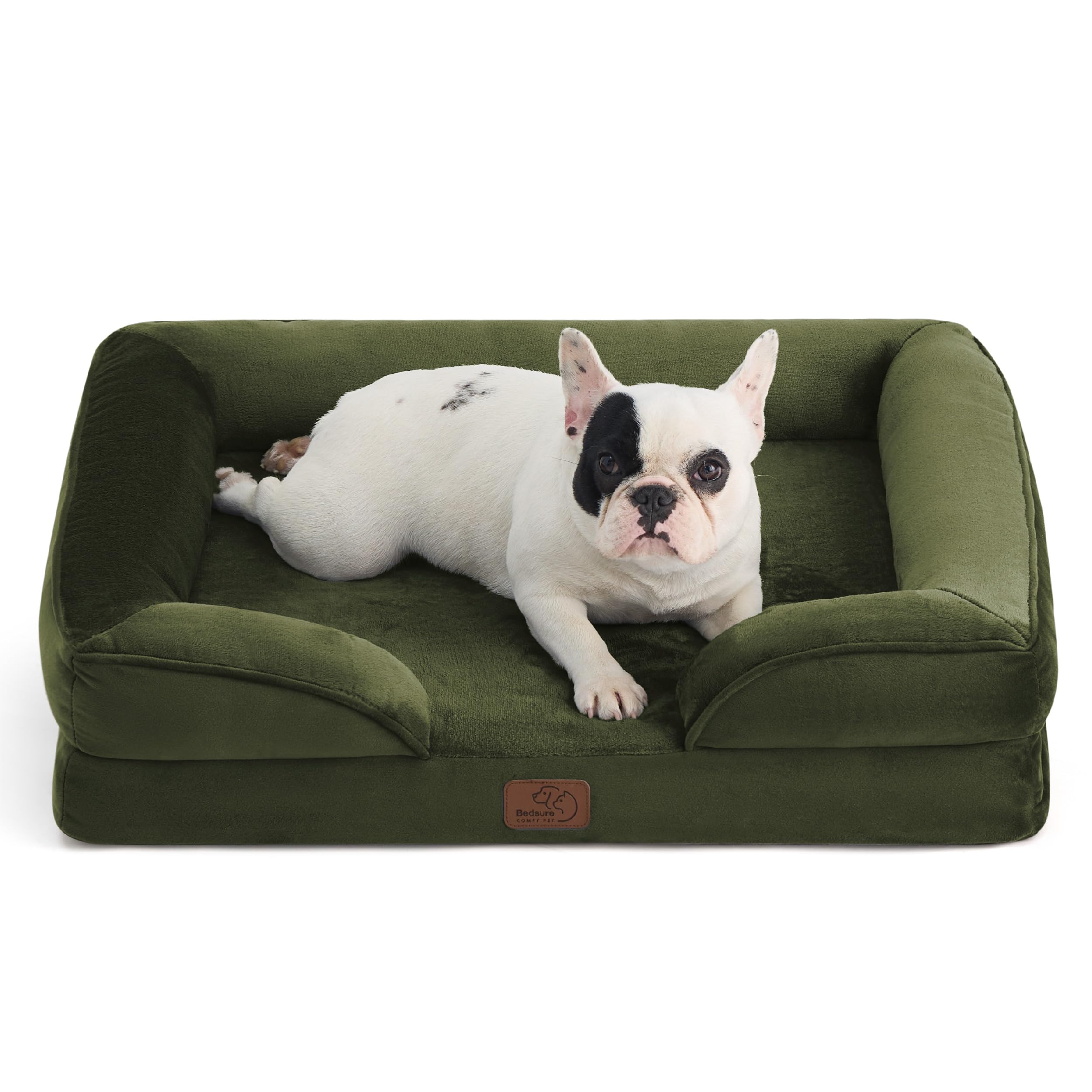 Bedsure 28-inch Orthopedic Dog Bed – Moss Green, Washable, Waterproof, Non-Slip