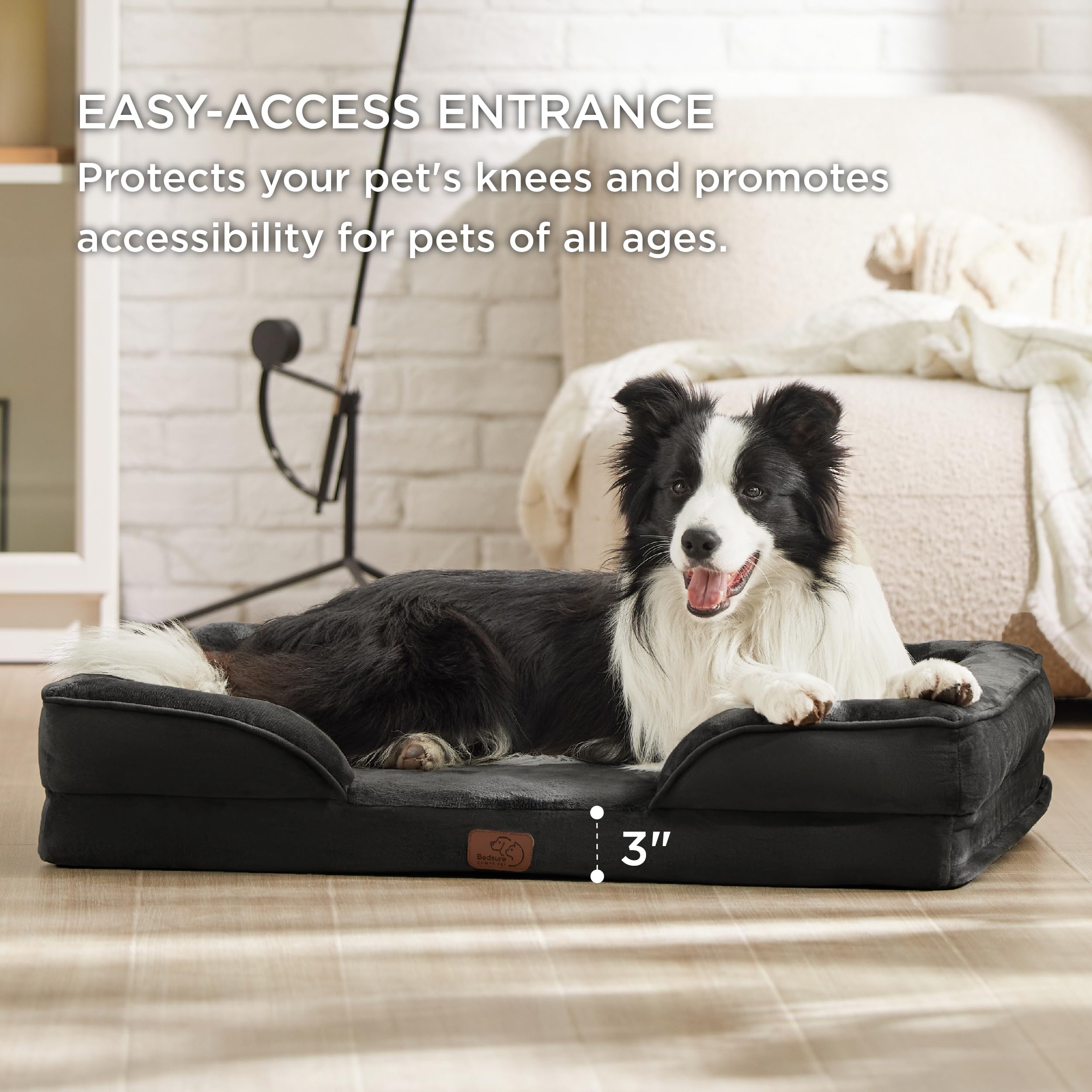Bedsure Orthopedic Dog Bed for Large Dogs | Large Washable Sofa Bed