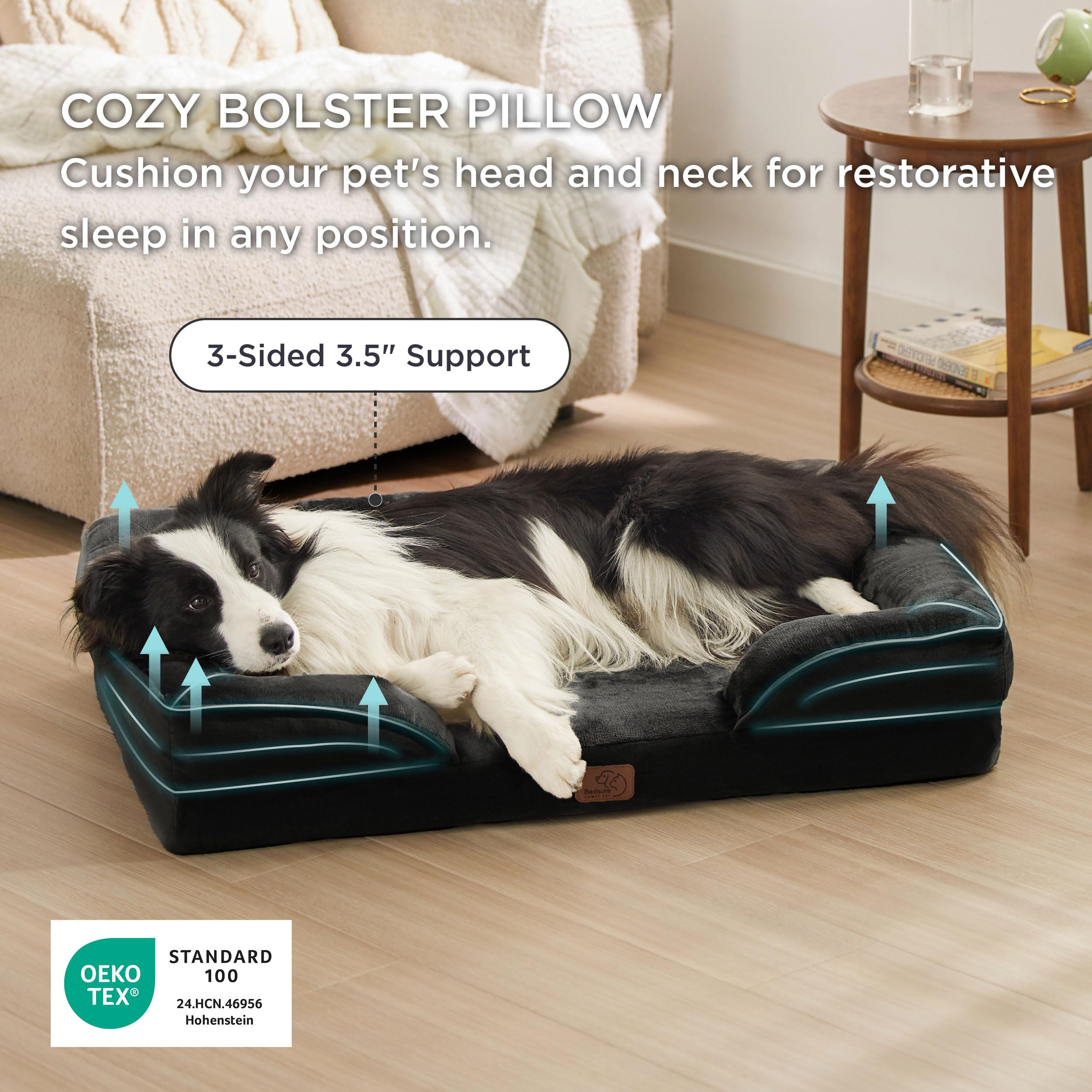 Bedsure Orthopedic Dog Bed for Large Dogs | Large Washable Sofa Bed