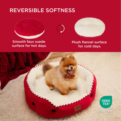 Bedsure Round 25-Inch Pet Bed for Small Dogs & Indoor Cats — Savvy Red