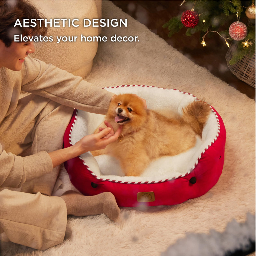 Bedsure Round 25-Inch Pet Bed for Small Dogs & Indoor Cats — Savvy Red