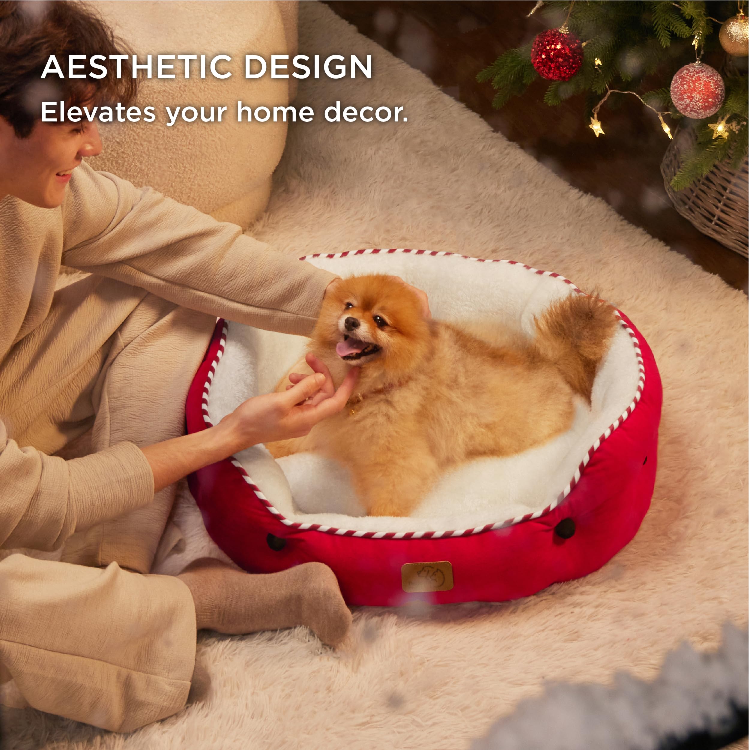 Bedsure Round 25-Inch Pet Bed for Small Dogs & Indoor Cats — Savvy Red