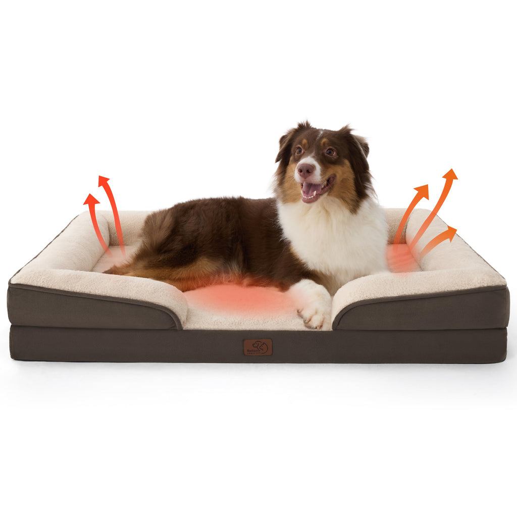 Bedsure Self-Warming Orthopedic Dog Bed - Large Waterproof Non-Skid with Removable Cover