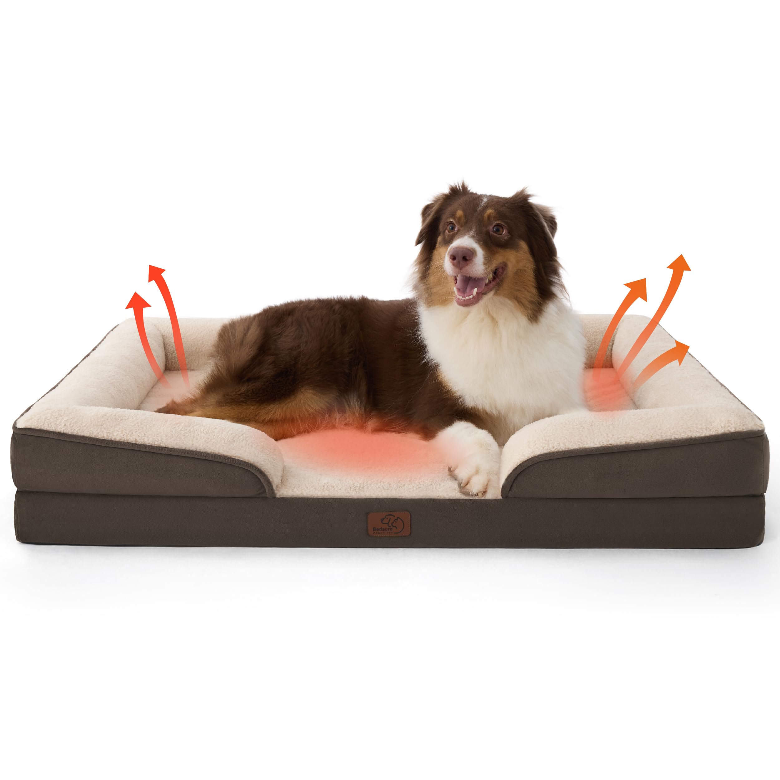 Bedsure Self-Warming Orthopedic Dog Bed - Large Waterproof Non-Skid with Removable Cover