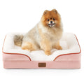 Bedsure Small Orthopedic Dog Bed - Washable Bolster Sofa for Small Dogs (Pink)