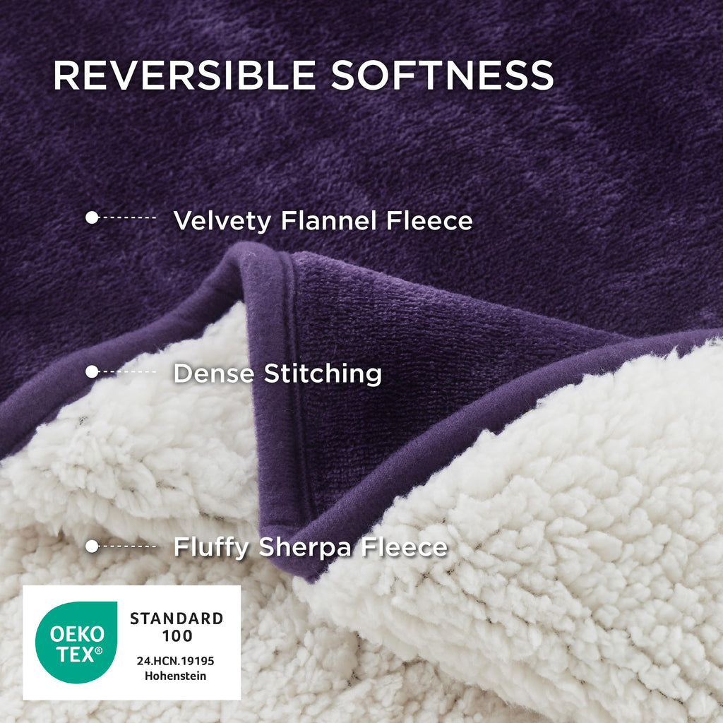 Bedsure Waterproof Blanket for Bed – Queen 90x86, Eggplant | Sherpa Fleece, Reversible, Leakproof