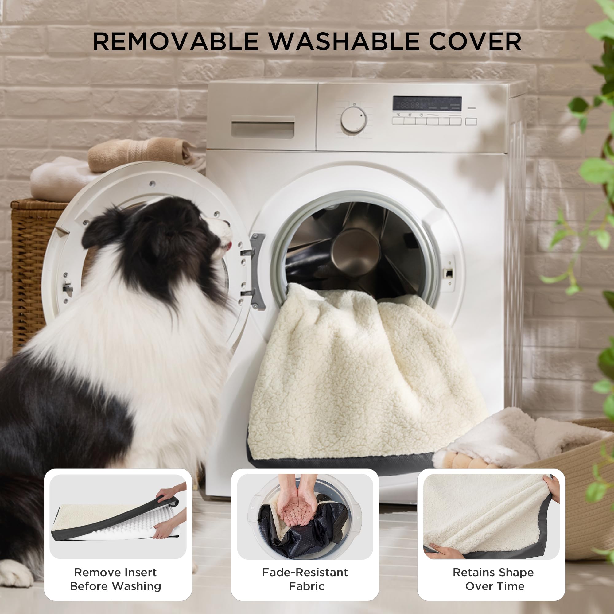 Bedsure XL Dog Bed for Crate – Large Comfy Flat Pet Beds with Removable Washable Cover, Orthopedic Egg Crate Foam Crate Mat, Suitable for Pet Up to 90 lbs