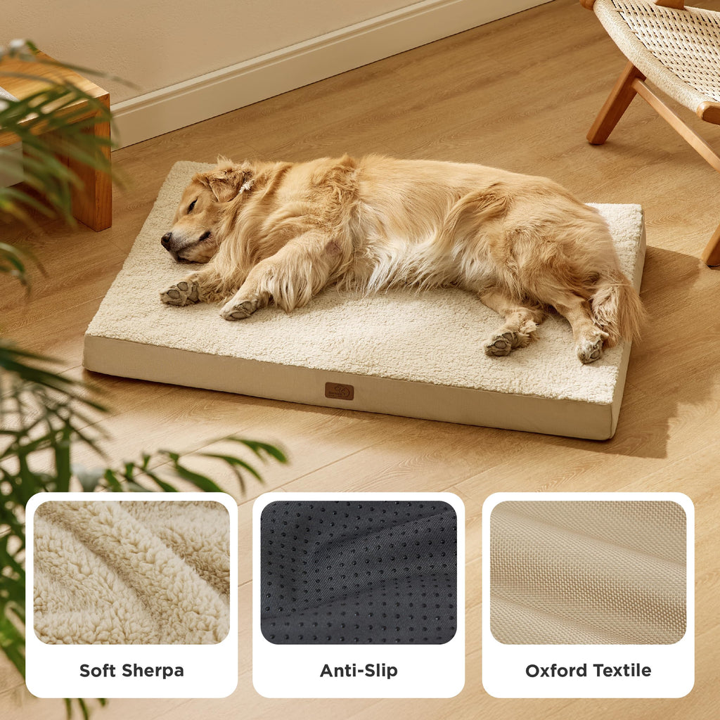 Bedsure XL Dog Bed – Extra-Large, Egg-Crate Foam, Washable Cover, Up to 100 lbs