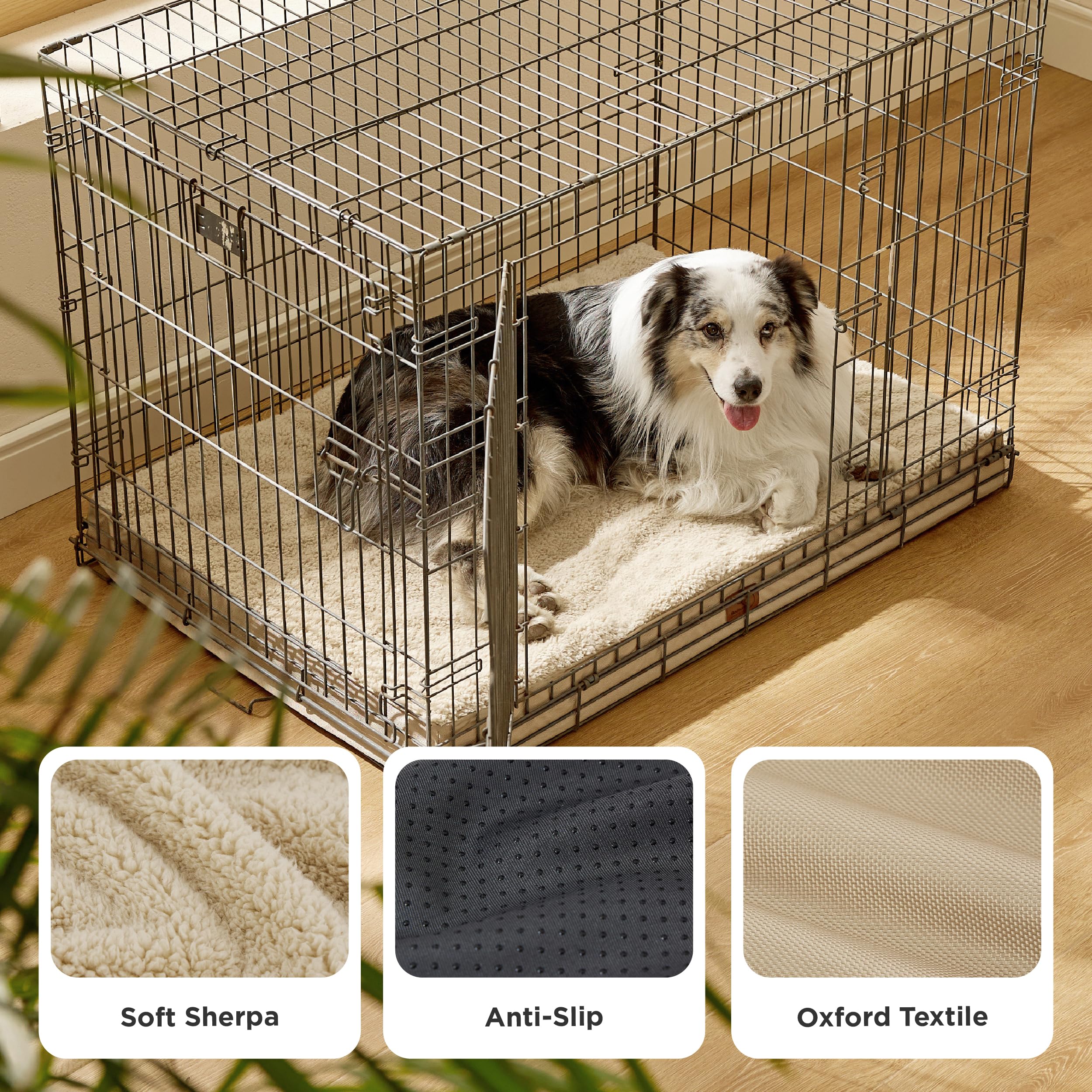 Bedsure XL Dog Bed for Crate – Large Comfy Flat Pet Beds with Removable Washable Cover, Orthopedic Egg Crate Foam Crate Mat, Suitable for Pet Up to 90 lbs