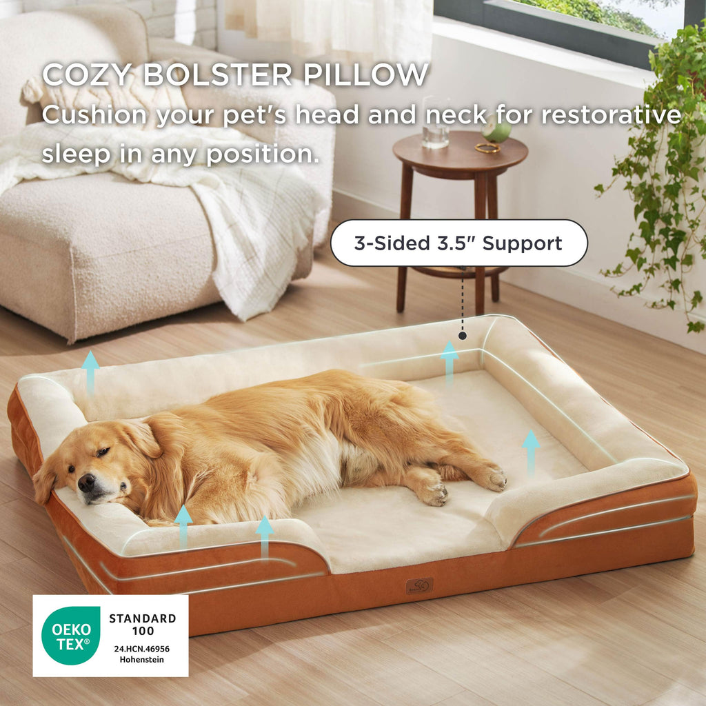 Bedsure XXL Orthopedic Dog Bed for Extra Large Dogs – 52" Ember Clay, Waterproof & Washable