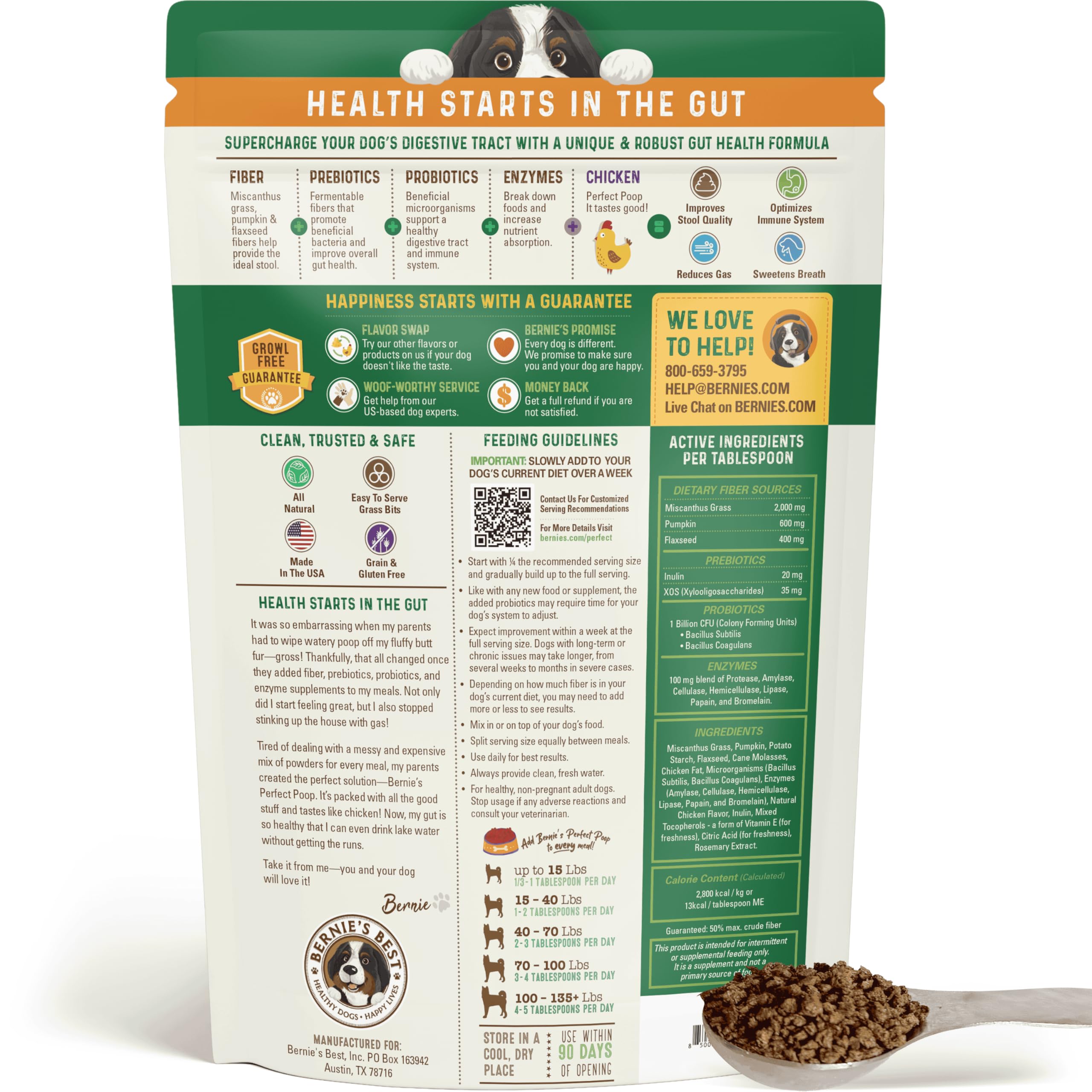 Bernie's Perfect Poop — 4 in 1 Digestive Support for Dogs (Chicken, 30 oz)